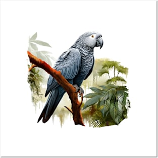 African Grey Parrot Posters and Art